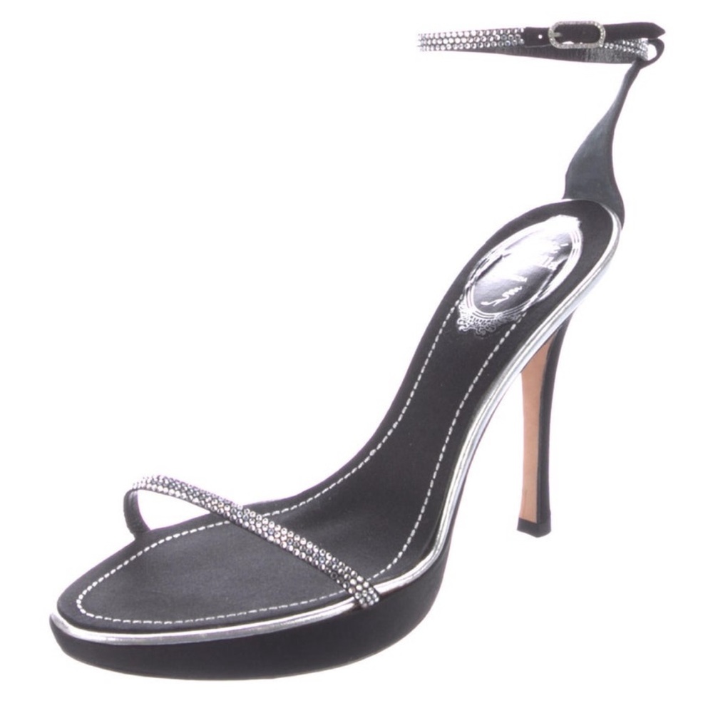 Rene Caovilla Satin Rhinestone Strappy Heels - Picture 4 of 17